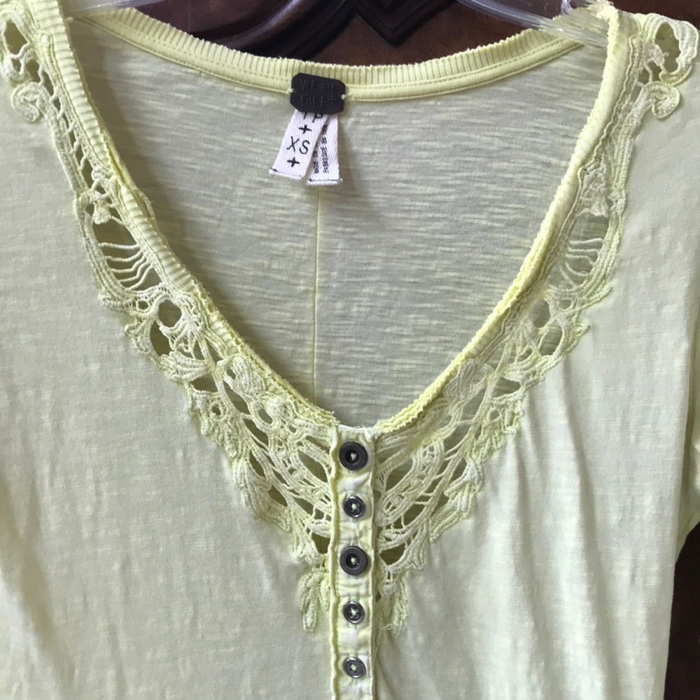 Free People Henley w/ Cotton Crocheted Lace - Picture 3 of 7